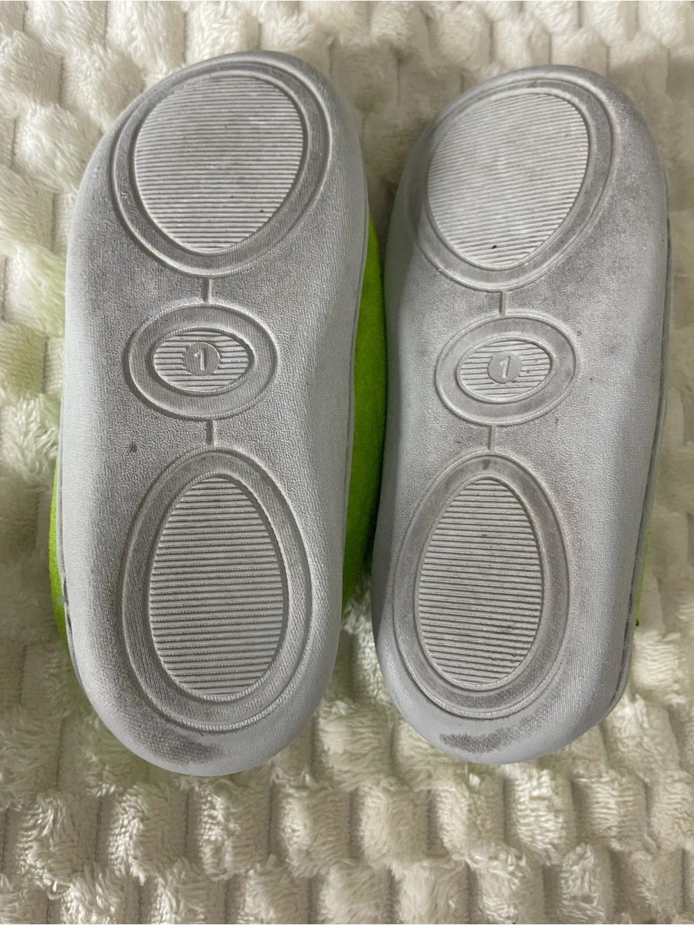 Kids Plush Slip-On Slippers in Bright Lime Green